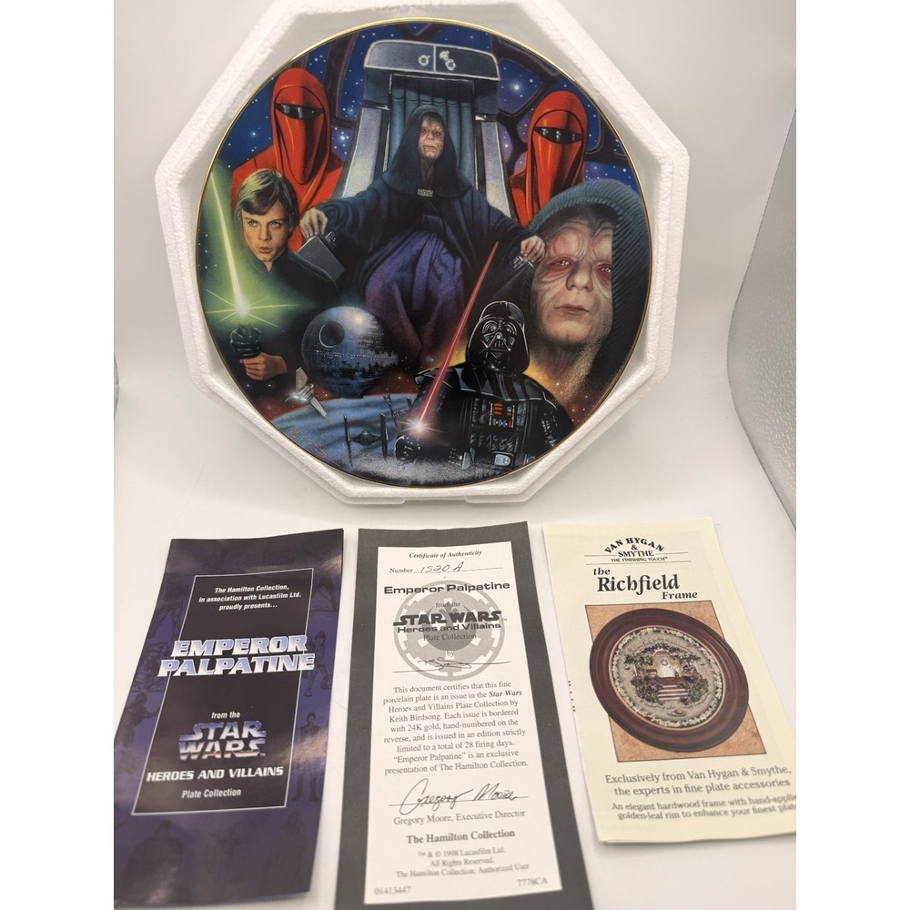 Emperor Palpatine Star Wars Hamilton Collection Plate Heroes and Villains COA